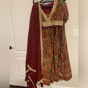 Brand New! Beautiful printed and embroidered lengha!